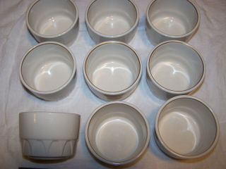 Set/11 Vintage Mayer China Sculptura Soup Cup Small Bowl 386 White W/ Gold Rim