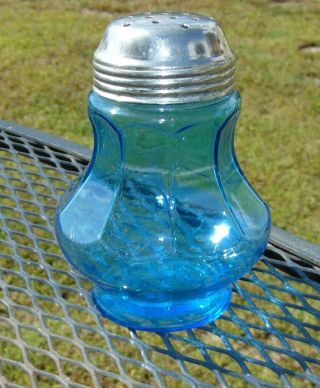 Vintage Blue Glass Sugar Shaker For Brunch