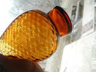 Vtg MCM Emploi Art Glass Amber Diamond Optic Apothecary Jar Candy w/Lid Italy 5