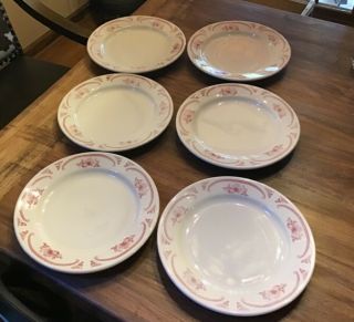 Set Of 6 Vintage Homer Laughlin American Rose Luncheon Dinner Plates 9 3/4 "