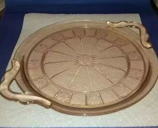 Antique Serving Tray Jeanette Doric Peach Pink Depression Glass Gorgeous