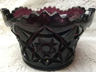 Amethyst Glass Candy Dish / Fruit Console Bowl Diamond Star Pattern Purple Black