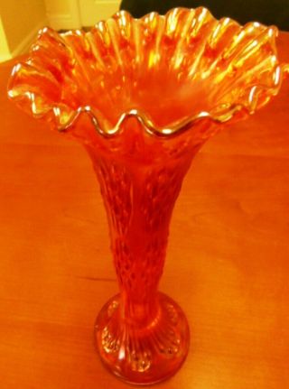 Marigold Carnival Glass Iridescent Swung Vase - Ruffled Rare And