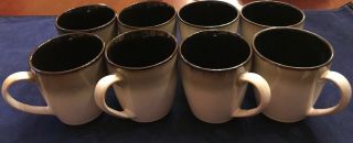 Sango Nova Black 4932 Set Of 8 Mugs Euc