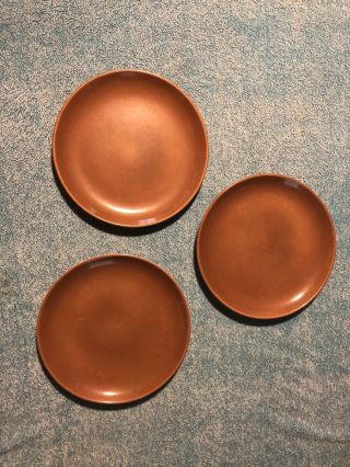 Russel Wright Iroquois Casual China 6 1/2 " Ripe Apricot Dessert Plates Set Of 3