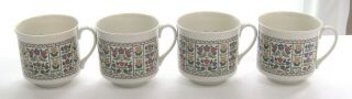 Royal Doulton Tea Cups,  Set Of 4 Fireglow Pattern.