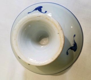 ASIAN PORCELAIN TAZZA DISH Oriental BLUE & WHITE Footed Pedestal Altar Bowl Art 6