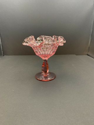 Pink/cranberry Depression Glass Candy Dish With Stem