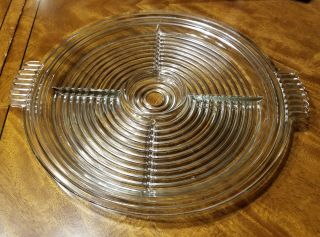 Vintage Manhattan Glass Divided Platter Plate With Handles Horderve Tray