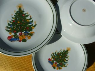 3 Schmidt Brazil Christmas Tree Porcelain China Dinner Plate Unmarked Paper Labe