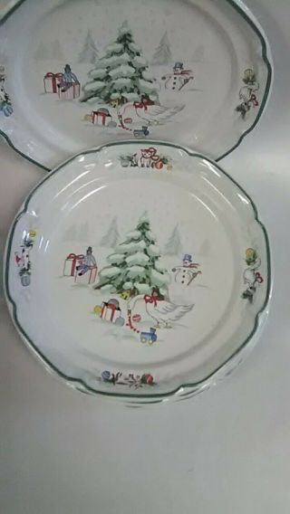 Set of 4 International China COUNTRY CHRISTMAS PATTERN Salad Plates STONEWARE 2