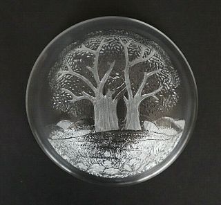 Walther Crystal Frosted Glass Bowl With Wintery Scene Tree Landscape 14 Cm