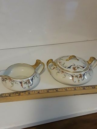 Haviland & Co Limoges France Sugar Bowl With Lid And Creamer Dish