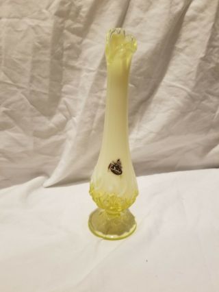 Fenton Glass Topaz Vaseline Opalescent Lily Of The Valley Bud Vase
