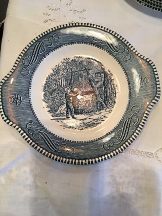 8 CURRIER AND IVES TAB HANDLE SALAD PLATES 7.  25 