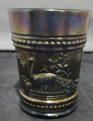 Northwoods Carnival Glass Water Tumbler Peacock At Fountain 4 In Marked