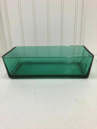 Teal Blue Rectangle Glass Dish