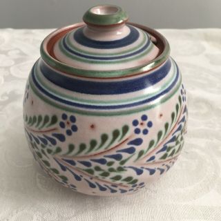 Vintage Handcrafted Pottery,  Artist Signed Glazed Honey/jam Pot With Lid Excelle