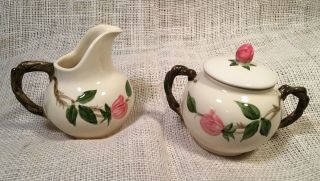 Franciscan Desert Rose Creamer And Sugar Bowl With Lid Euc Made In Usa