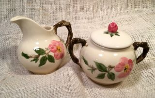 Franciscan Desert Rose Creamer and Sugar Bowl with Lid EUC Made in USA 3