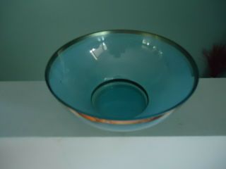 vintage bohemia teal blue glass trinket bon bon dish cotton ball holder gold 4