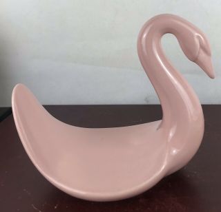 Vintage Mid Century Vohann Of California Pink Art Pottery Swan Towel Holder