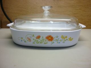 Corning Wildflower A - 10 - B 10 X 10 X 2 Casserole With Dome Lid