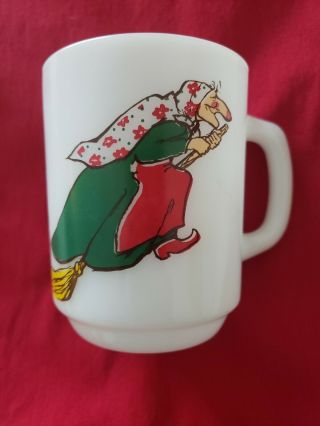 Norwegian Kitchen Witch Anchor Hocking / Fire King Coffee Cup Usa L@@k