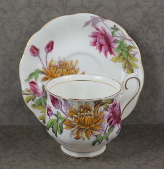 Vintage Royal Albert Flower of the Month Chrysanthemum Bone China Tea Cup Set 3
