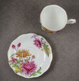 Vintage Royal Albert Flower of the Month Chrysanthemum Bone China Tea Cup Set 5