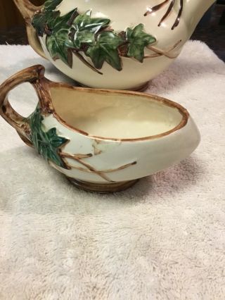 Vintage McCoy Art Pottery Ivy Tea Set Teapot,  Sugar Bowl and Creamer 1950s 6
