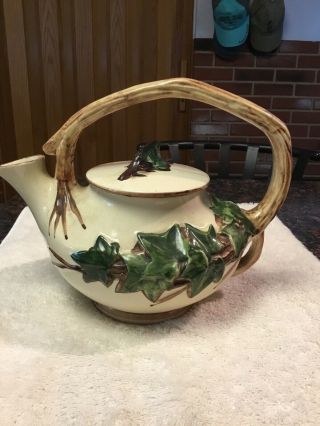 Vintage McCoy Art Pottery Ivy Tea Set Teapot,  Sugar Bowl and Creamer 1950s 8