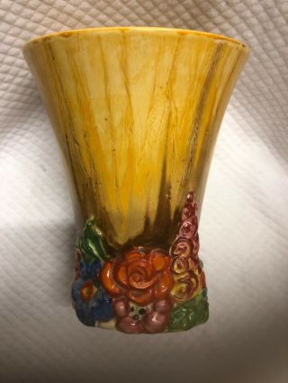Clarice Cliff Vintage Vase; By - Untitled “my Garden” Hand Painted.