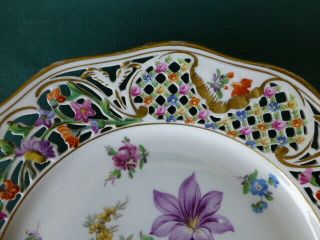 Antique Schumann Dresden Hand Painted Floral Decor Porcelain Reticulated Plate 5