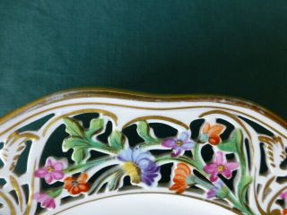 Antique Schumann Dresden Hand Painted Floral Decor Porcelain Reticulated Plate 7