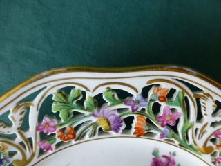 Antique Schumann Dresden Hand Painted Floral Decor Porcelain Reticulated Plate 8