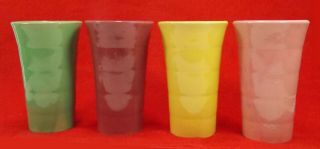 Set Of Four Antique Stoneware Tumblers Possibly Uhl Pottery 5 1/2 "