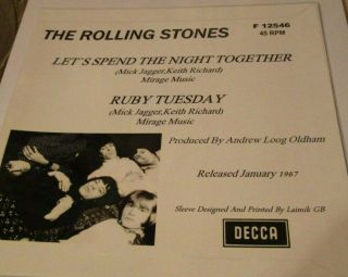 The Rolling Stones - Let ' s spend the night together - Fantasy 45 sleeve 2