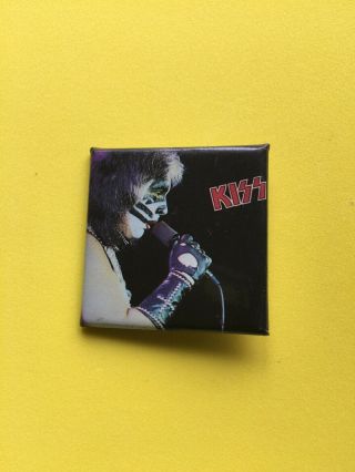 Vintage Kiss 80s Button Pin Back Made In Canada Peter Criss Solo Shot Rare