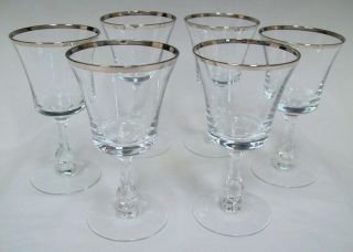Vintage Fostoria Sheffield Wide Platinum Ring Cocktail Glasses 1961 - 82 Set Of 6
