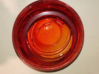 Fulvio Bianconi For Venini Red Threaded Art Glass Ball Vase Mcm