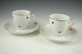 Art Deco Czech Republic Haas & CŽjŽek Porcelain Demitasse Espresso Cup & Saucers