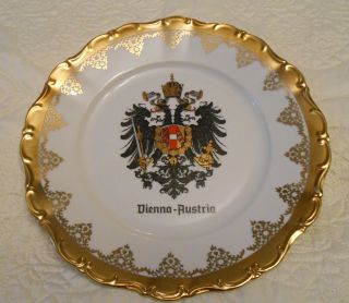 Vtg Seltmann Weiden Bavaria W.  Germany Plate " Vienna - Austria " Heavy Gold,  10.  5 "