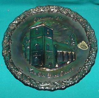 Fenton Christmas 1971 " The Old Brick Church " Plate With Sticker 8 Inch