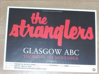 The Stranglers Live Music Memorabilia - Glasgow Nov.  2007 Tour Concert Gig Poster