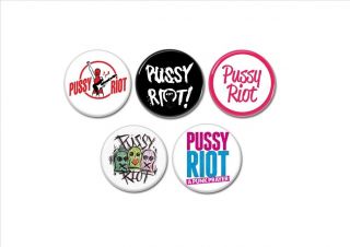5 X Pussy Riot Band Buttons (badges,  Pins,  25mm,  Femen,  Riot Girl,  Punk,  Tees)