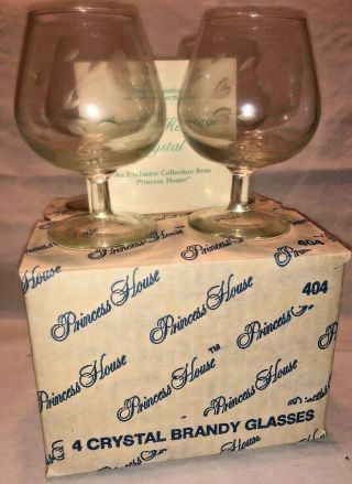 Princess House Heritage Brandy Snifters Set Of 4 Glasses Cut Crystal Glass 404