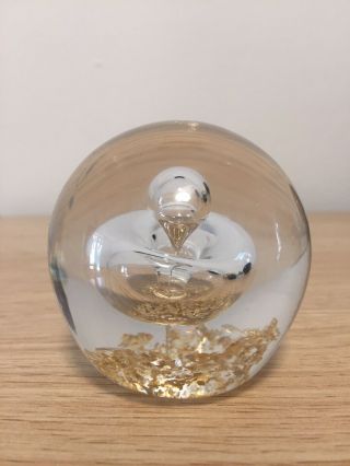 Sample Piece Caithness Paperweight One Of A Kind Glass Clear And Gold Gift