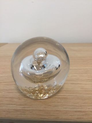 Sample Piece Caithness Paperweight One Of A Kind Glass Clear And Gold Gift 2