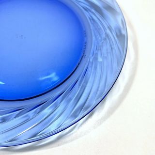 Set of 3 Pyrex Festiva Cobalt Blue Glass Salad Plates Swirl Rim 7.  5 